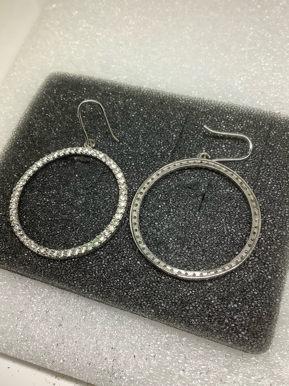 Silver tone Cubic zirconia 2” hoop earrings - Picture 3 of 3